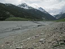 Schutt- und Schlammwüste Stausee