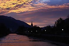 Bei Morgenrot Aufbruch in der Iselstadt Lienz