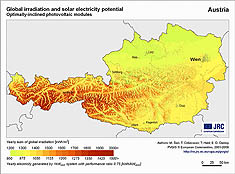 möglicher Solarertrag in Österreich