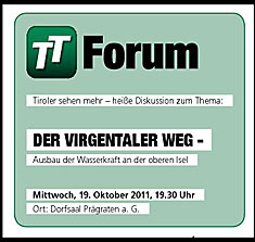 Prägraten: TT-Forum zum Kraftwerksprojekt  Isel